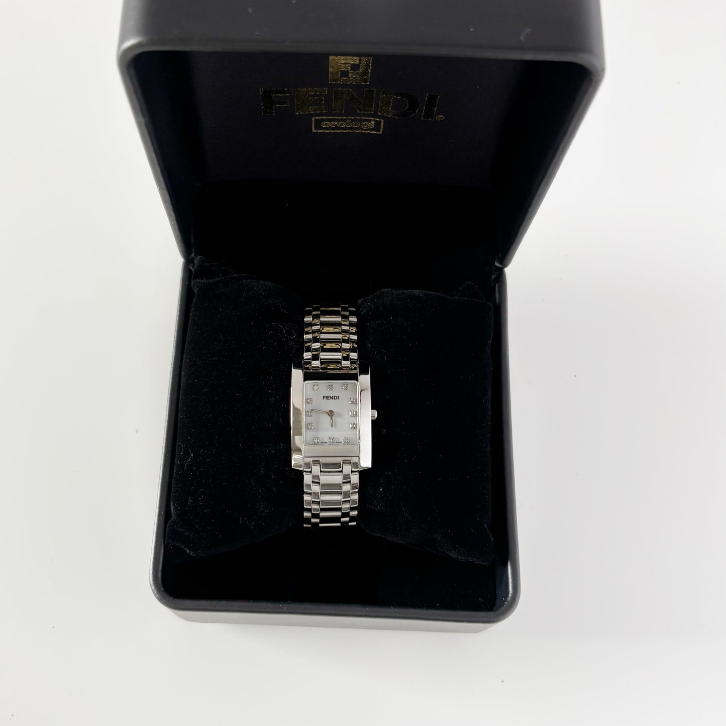 Fendi 1990s Seashell Dial Tank Stainless steel Watch