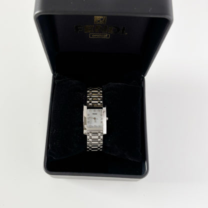 Fendi 1990s Seashell Dial Tank Stainless steel Watch