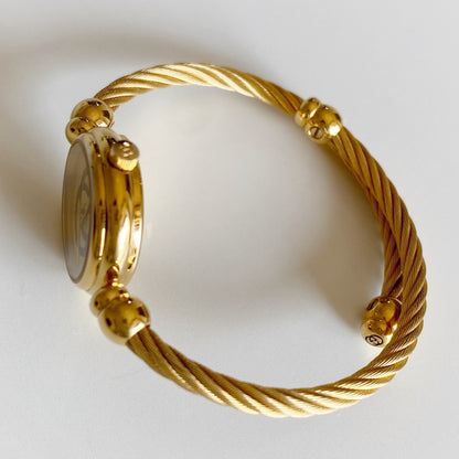 Gucci 1990s Gold Plated Cable Bangle Watch