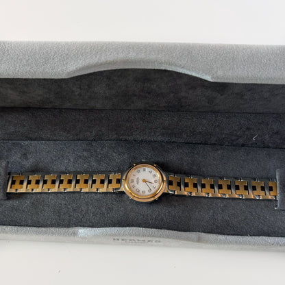 Hermes 1990s Clipper Round Dial Two Tone Gold Plated Watch