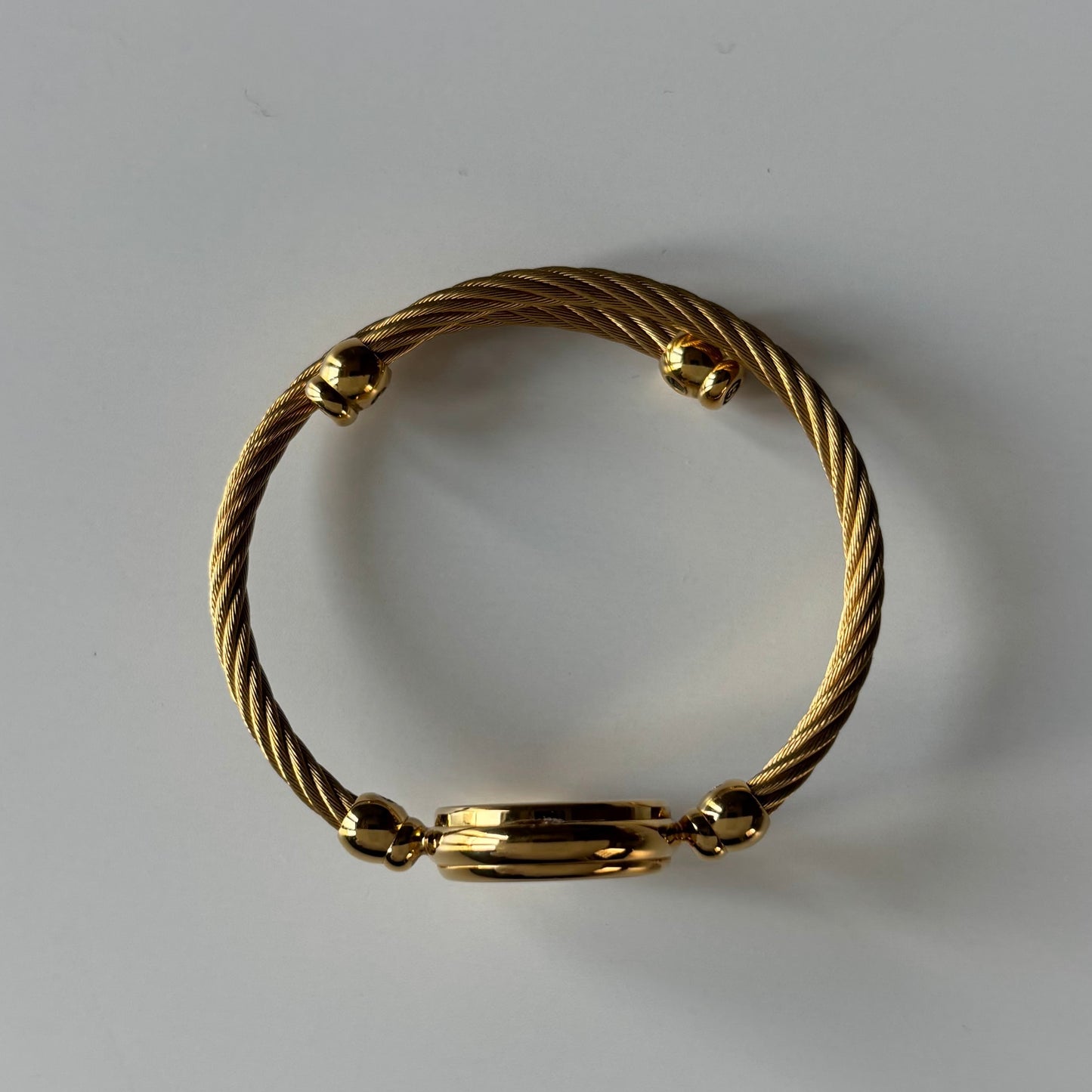 Gucci 1990s Black Dial Gold Plated Cable Bangle Watch