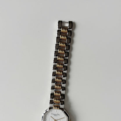 Dior 1990s Octagon Dial Date Two Tone Watch
