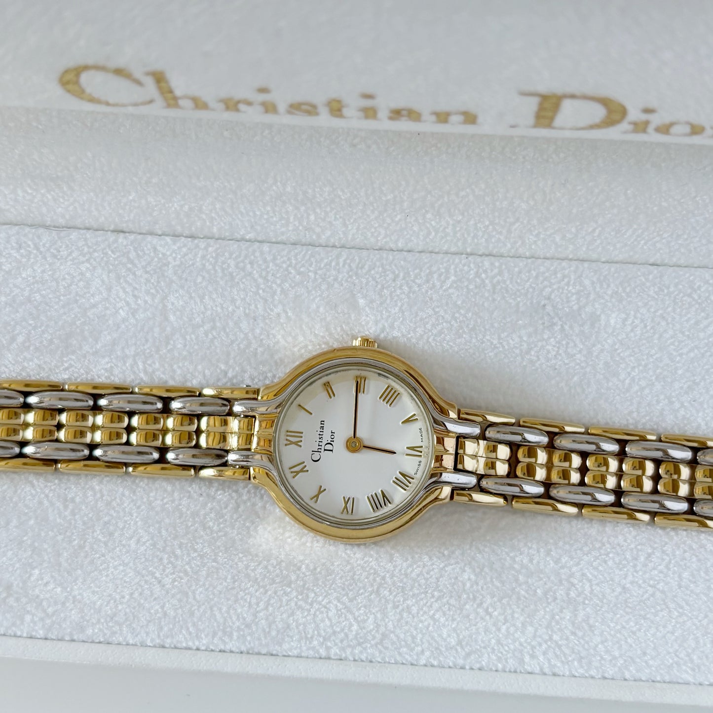Dior 1990s Round Dial Two Tone Watch