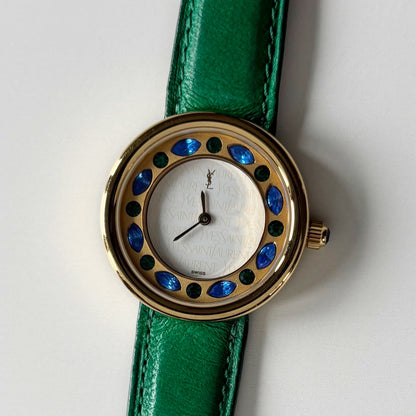 Yves Saint Laurent 1990s Round Dial Gold Plated Watch