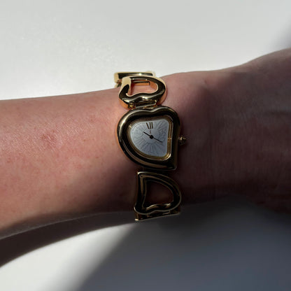 Yves Saint Laurent 1990s Heart Shaped Dial Band Gold Plated Watch (8/1)