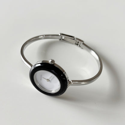 Gucci 1990s Interchangeable Bezel Stainless steel Bangle Watch with 12 bezels, case