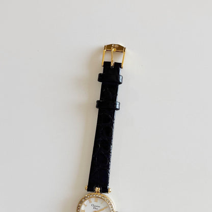 Dior 1990s Seashell Round Dial Gold Plated Watch