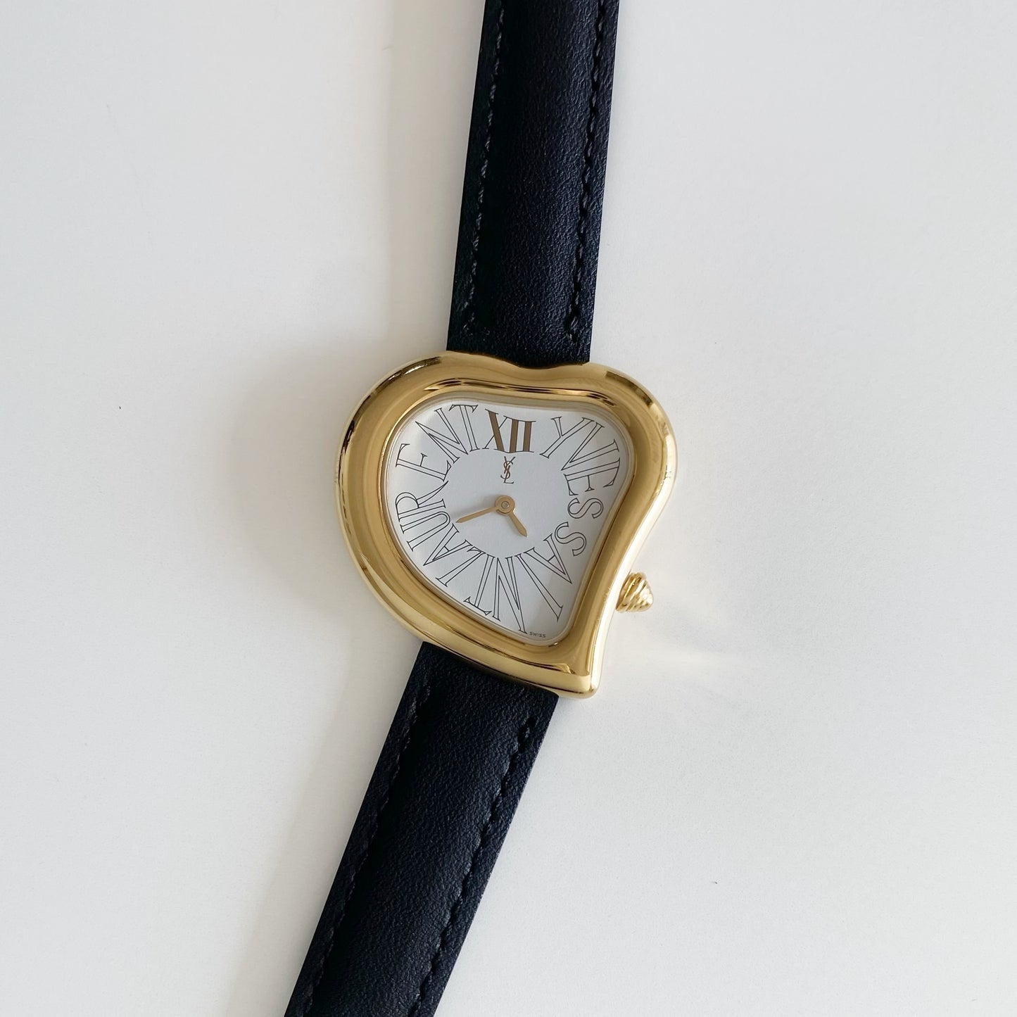 Yves Saint Laurent 1990s Heart Shaped Dial Gold Plated Watch