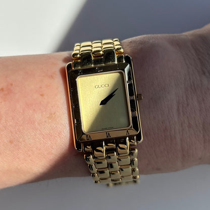 Gucci 1990s Tank Gold Plated Watch (Large)