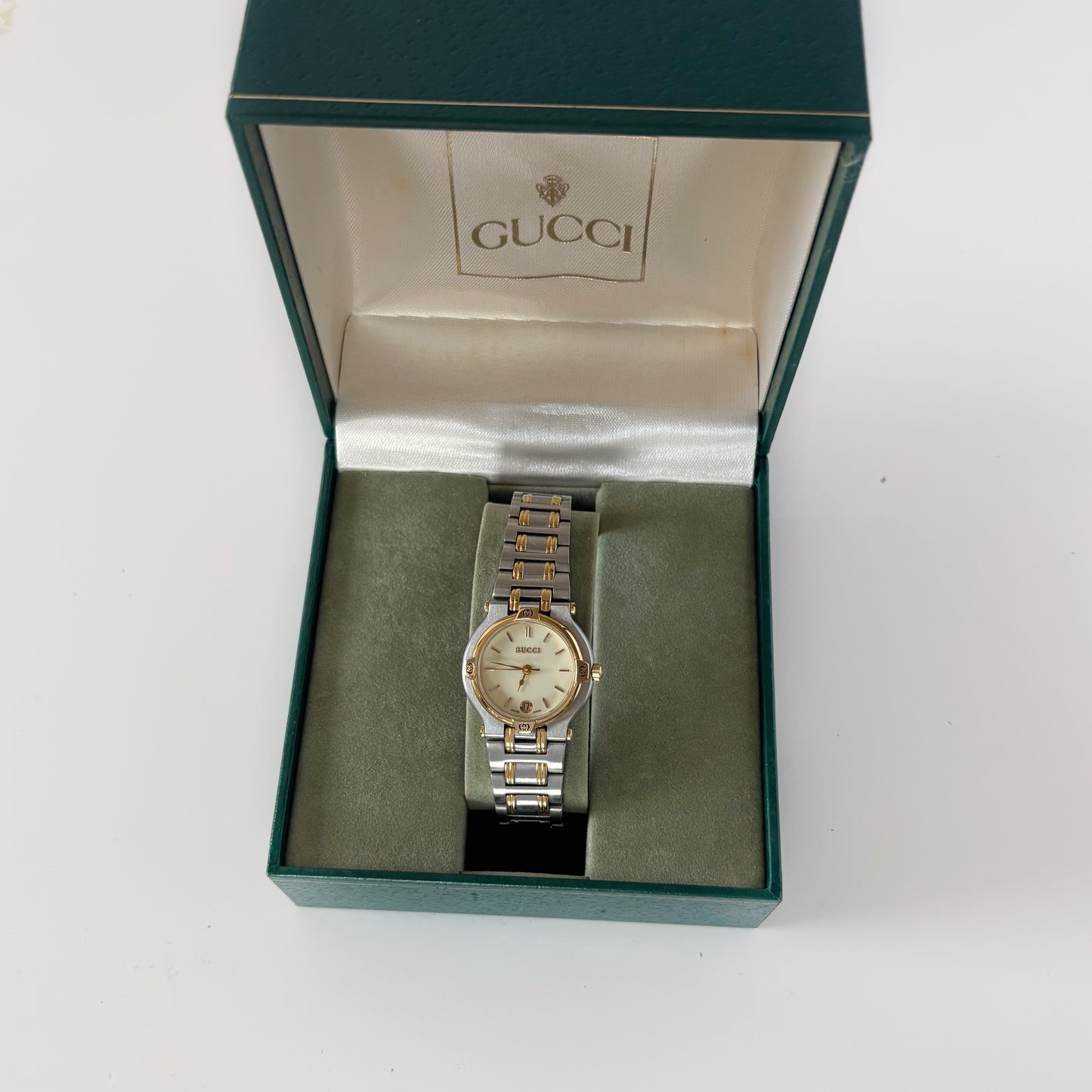 Gucci 1990s Date Round Dial Two Tone Watch