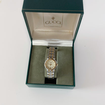 Gucci 1990s Date Round Dial Two Tone Watch