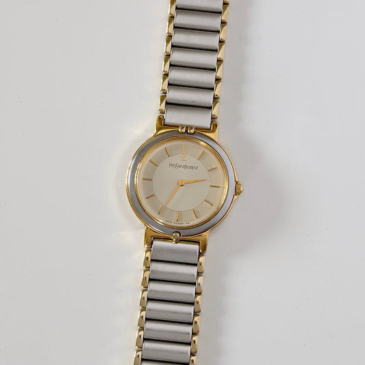 Yves Saint Laurent 1990s Round Two Tone Watch