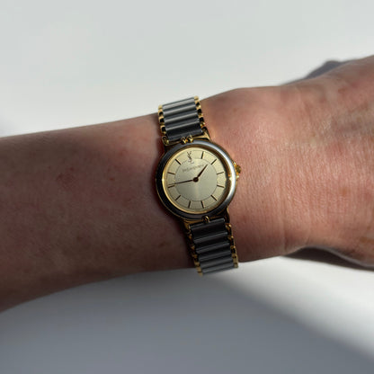 Yves Saint Laurent 1990s Large Round Dial Two Tone Gold Plated Watch (Large)