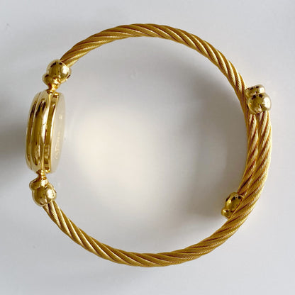 Gucci 1990s Seashell Dial Gold Plated Bangle Watch