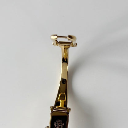 Gucci 1990s Seashell Rectangular Dial Gold Plated Bangle Watch