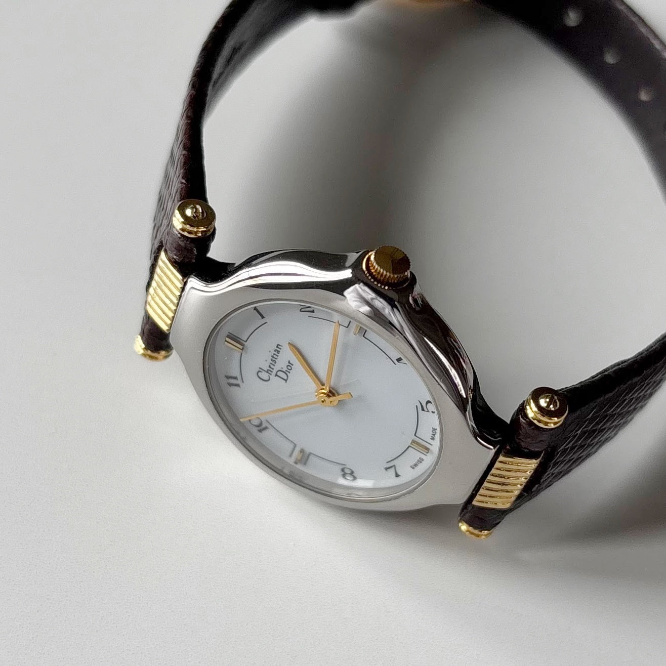 Dior 1990s Round Dial Two Tone Watch