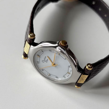 Dior 1990s Round Dial Two Tone Watch