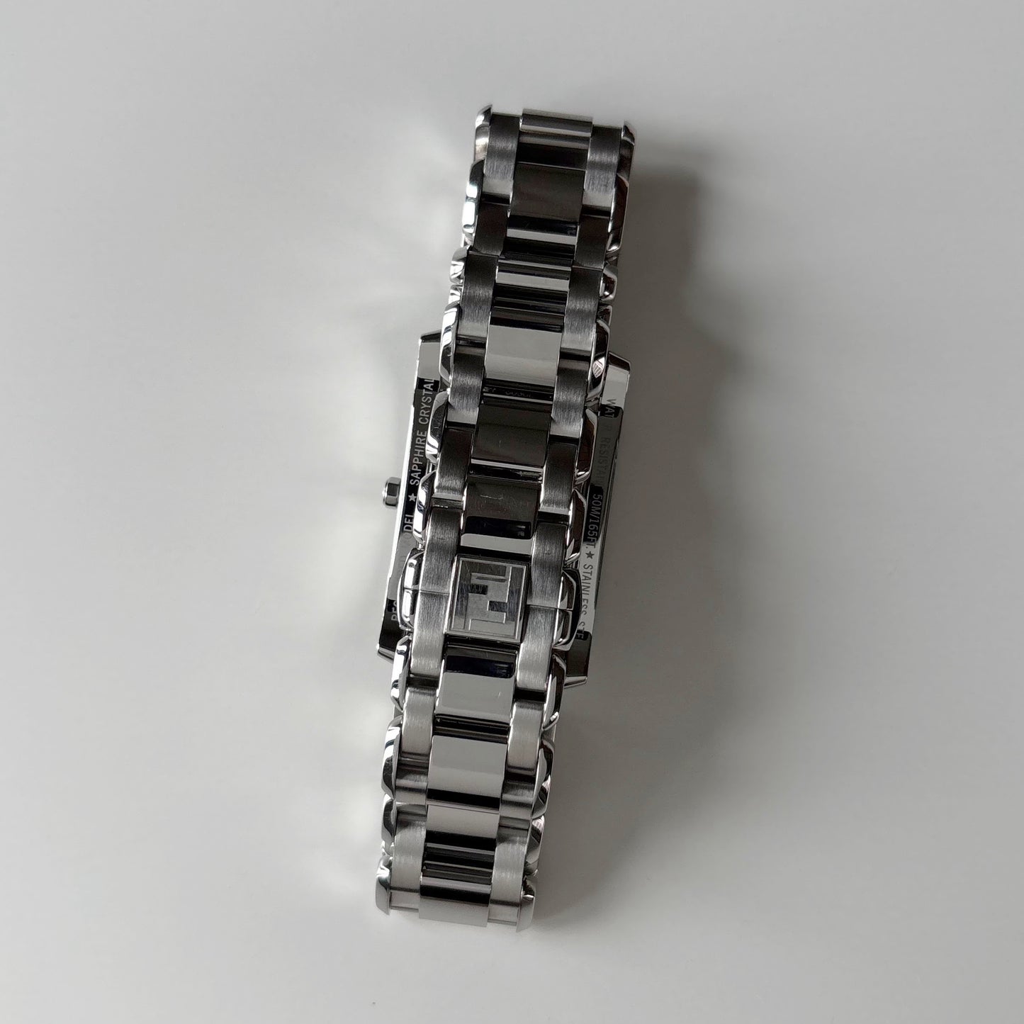 Fendi 1990s Seashell Dial Stainless steel Tank Watch