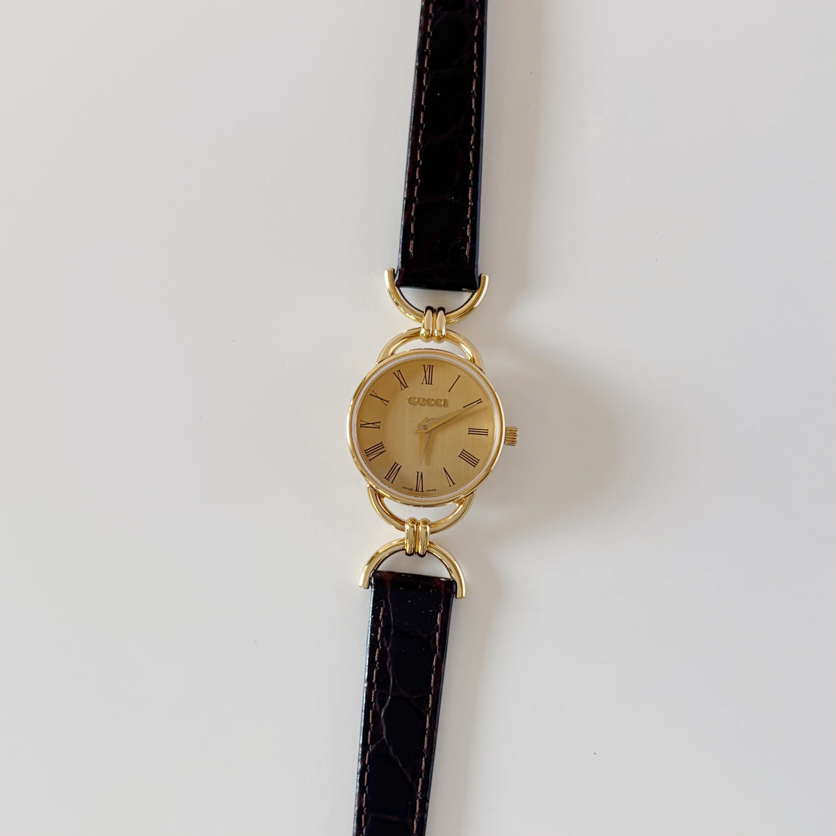 Gucci 1990s Gold Dial Horsebit Gold Plated Watch