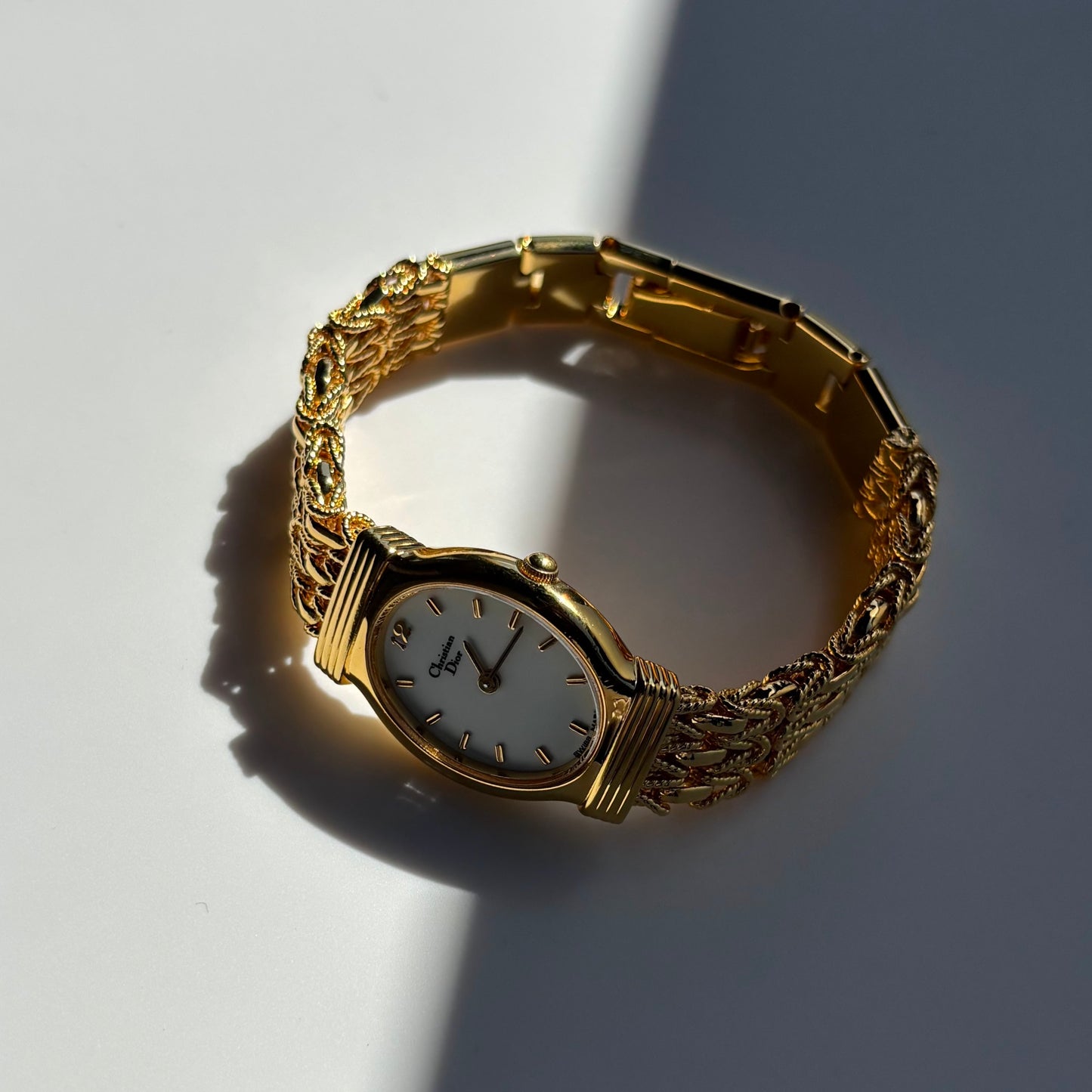 Dior 1990s Oval Dial Gold Plated Watch