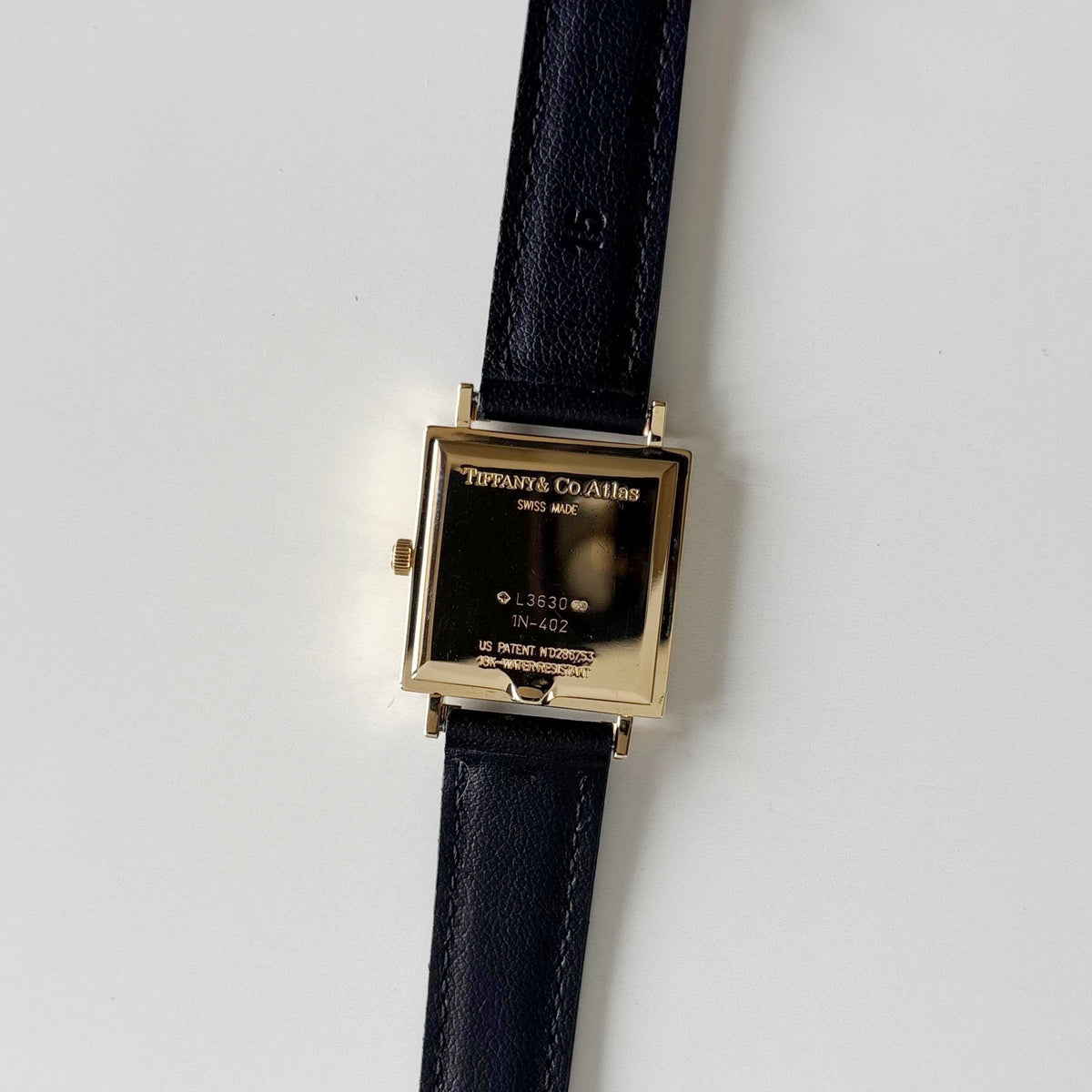 Tiffany 1990s Atlas Square Dial 18K Gold Case Watch