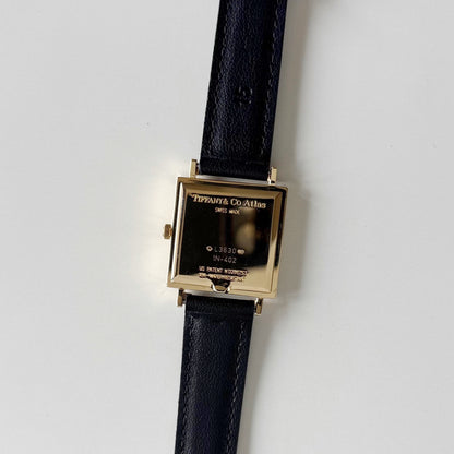 Tiffany 1990s Atlas Square Dial 18K Gold Case Watch