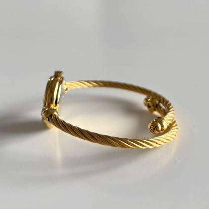 Gucci 1990s Gold Plated Cable Bangle Watch