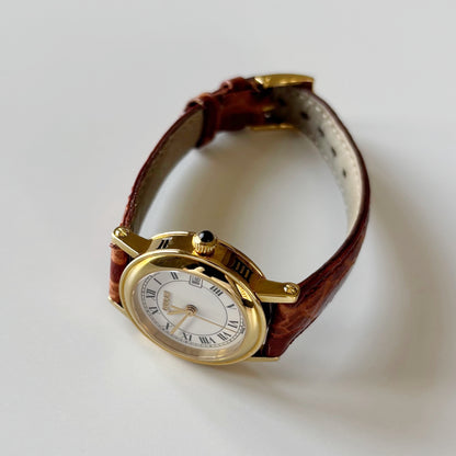 Gucci 1990s Date Round Dial Gold Plated Watch