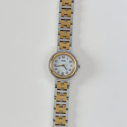 Hermes 1990s Clipper Date Two Tone Watch
