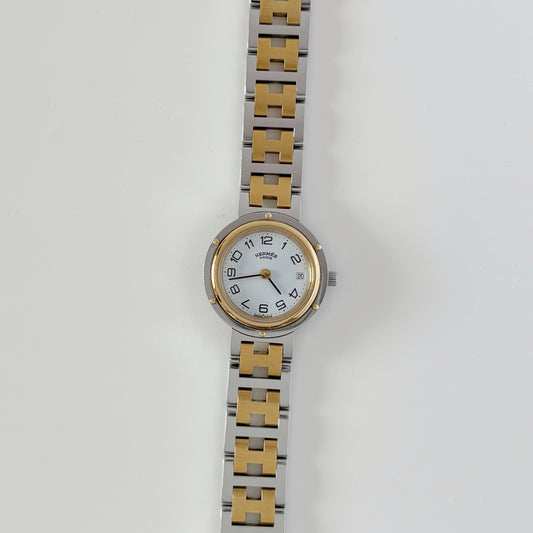 Hermes 1990s Clipper Date Two Tone Watch