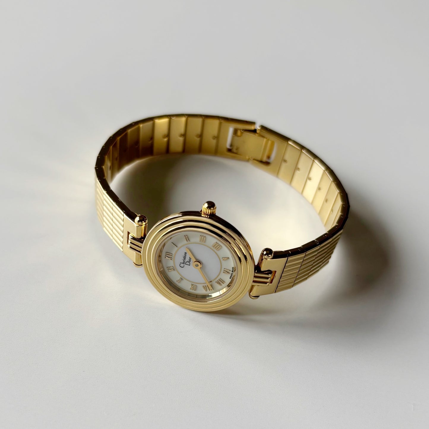 Dior 1990s Round Dial Gold Plated Watch
