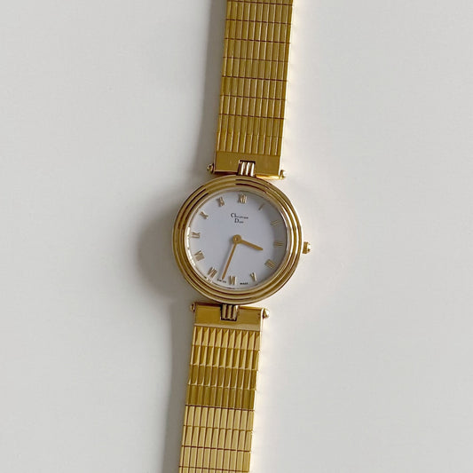 Dior 1990s Round Dial Gold Plated Watch (Large)