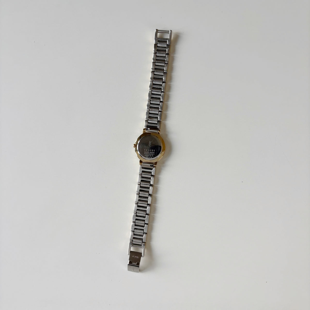 Yves Saint Laurent 1990s Cream Round Dial Two-Tone Gold-Plated Watch