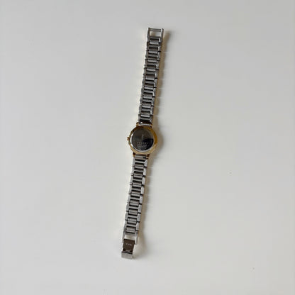 Yves Saint Laurent 1990s Cream Round Dial Two-Tone Gold-Plated Watch