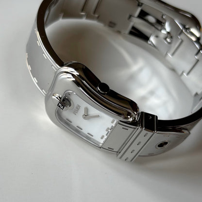 Fendi 1990s Seashell Dial Stainless steel Silver Buckle Watch