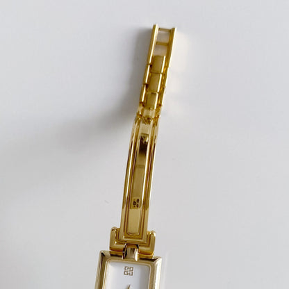 Givenchy 1990s Rectangular Gold Plated Bangle Watch