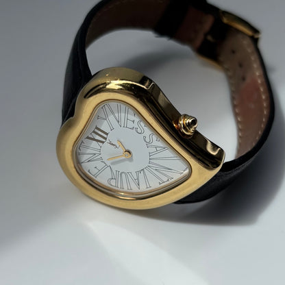 Yves Saint Laurent 1990s Heart Shaped Dial Gold Plated Watch