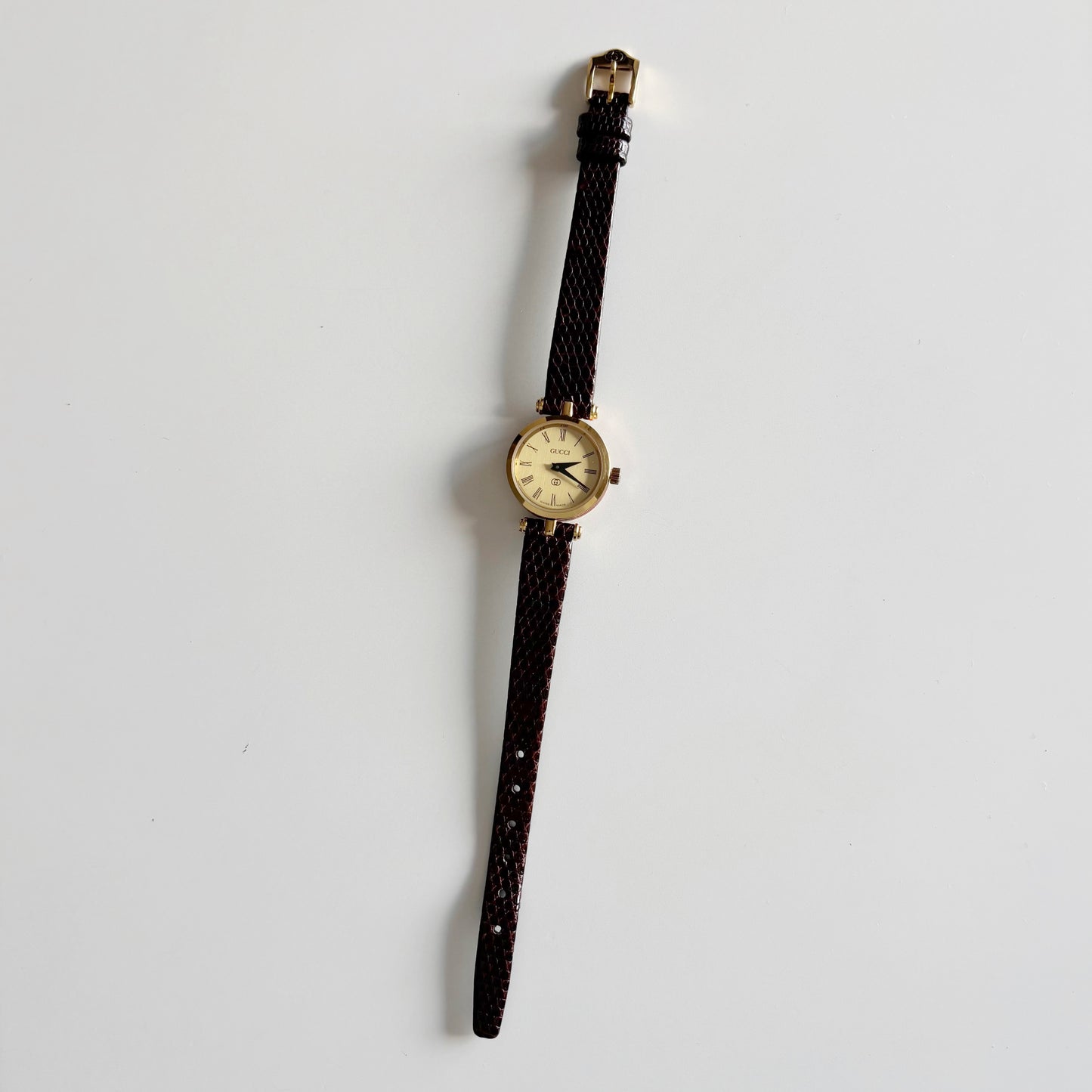 Gucci 1990s Round Dial Gold Plated Watch