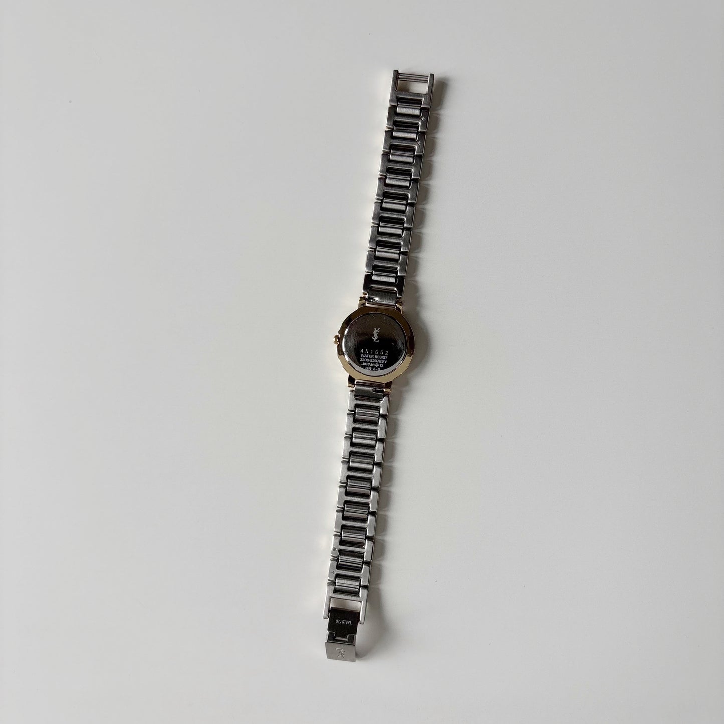 Yves Saint Laurent 1990s Black Round Dial Two Tone Watch