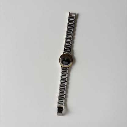 Yves Saint Laurent 1990s Black Round Dial Two Tone Watch