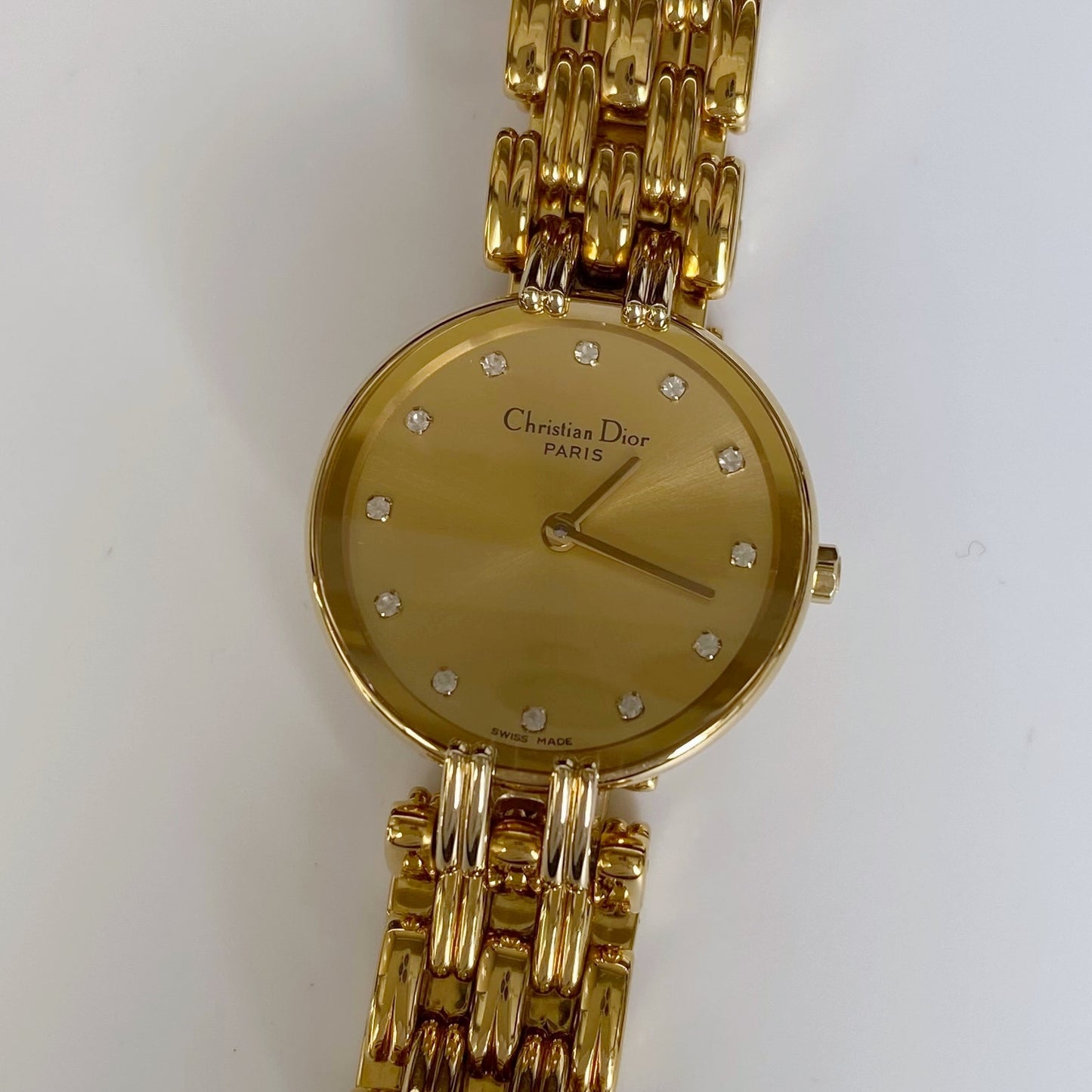 Dior 1990s Bagheera Gold Plated Round Watch