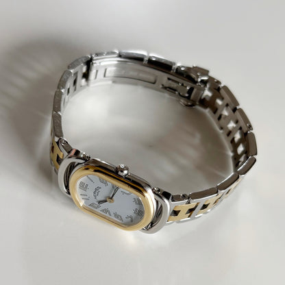 Hermes Early 2000s Rallye  Two Tone Watch
