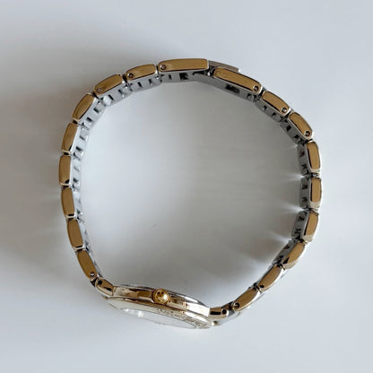 Yves Saint Laurent 1990s Black Round Dial Two Tone Watch