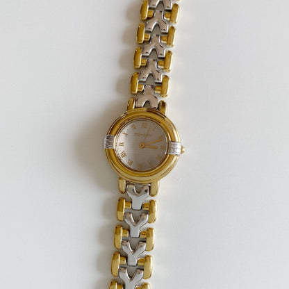 Yves Saint Laurent 1990s Two Tone Round Dial Gold Plated Watch