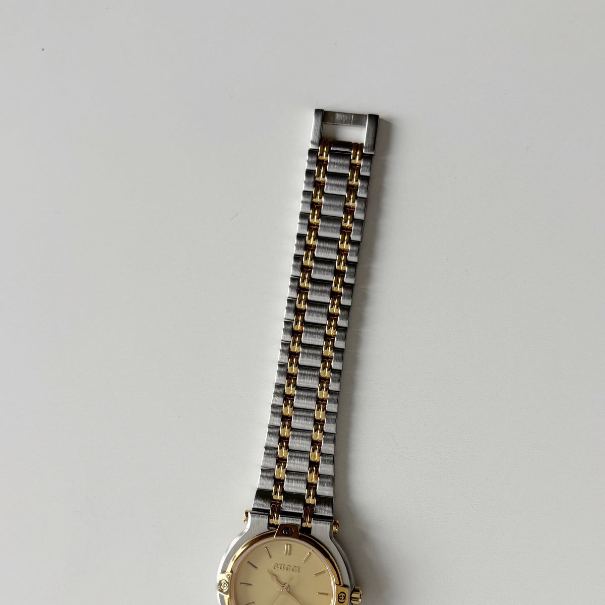 Gucci 1990s Round Dial Gold Plated Two Tone Watch