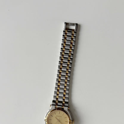 Gucci 1990s Round Dial Gold Plated Two Tone Watch