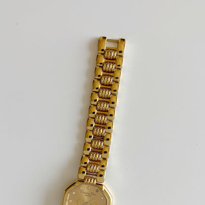 Dior 1990s Octagon Gold Plated Watch