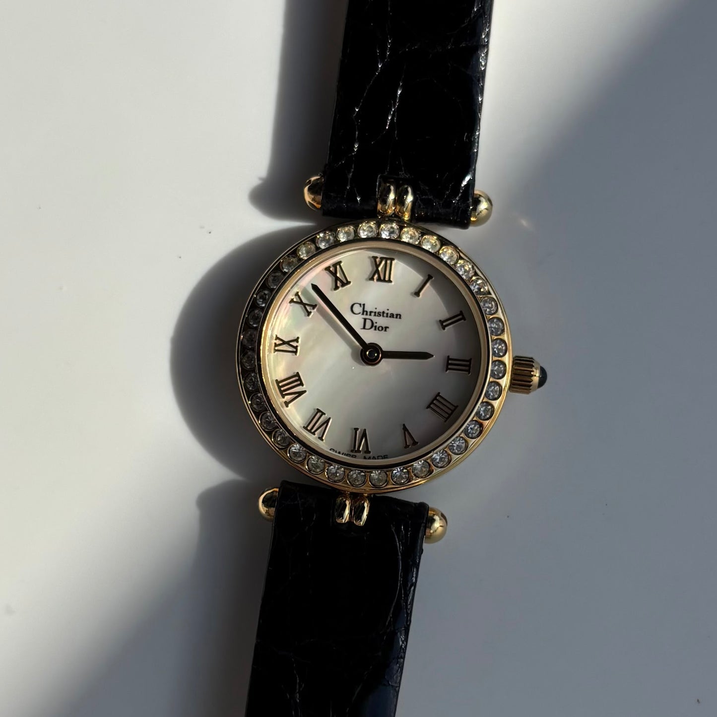 Dior 1990s Seashell Round Dial Gold Plated Watch