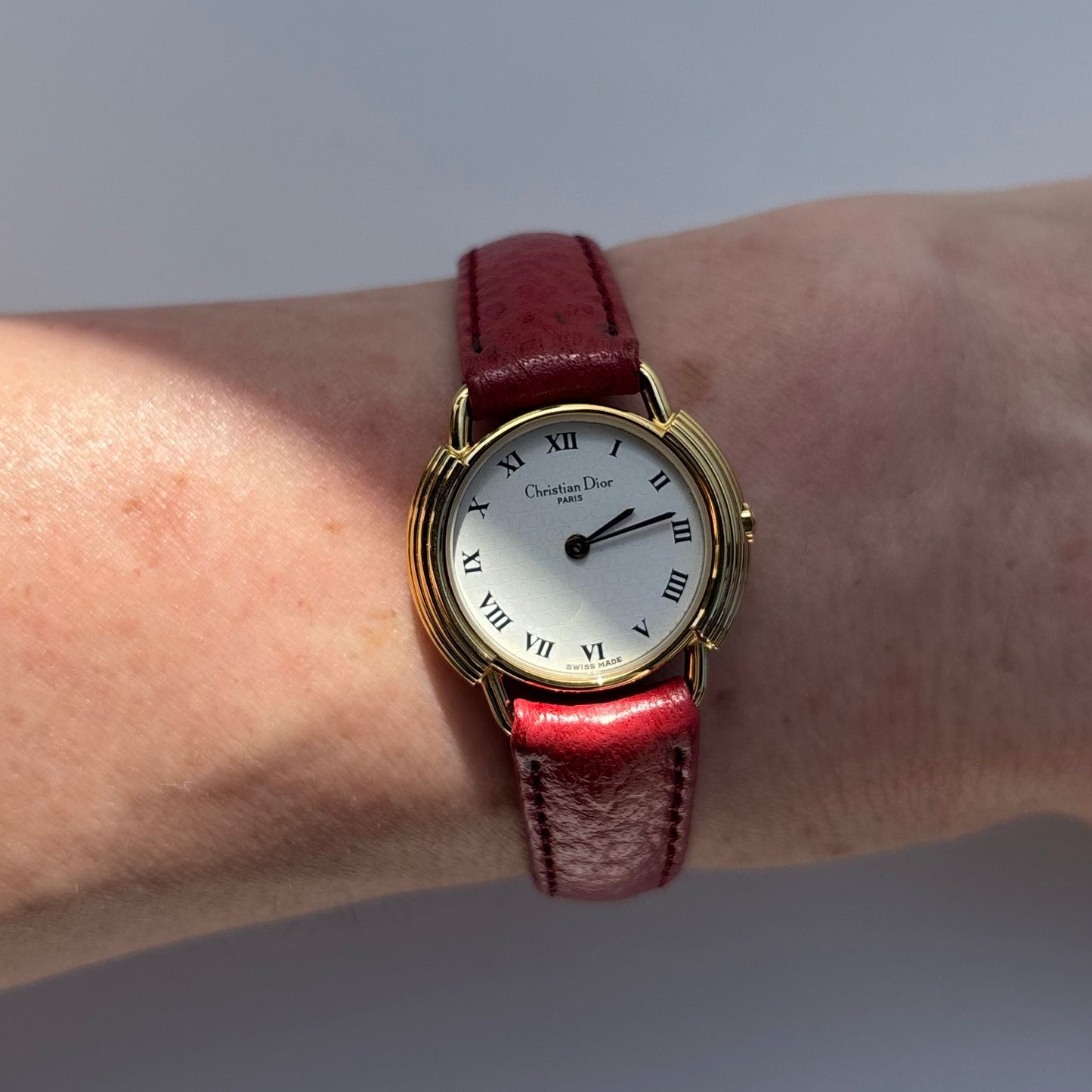 Dior 1990s CD Logo Round Dial Gold Plated Watch