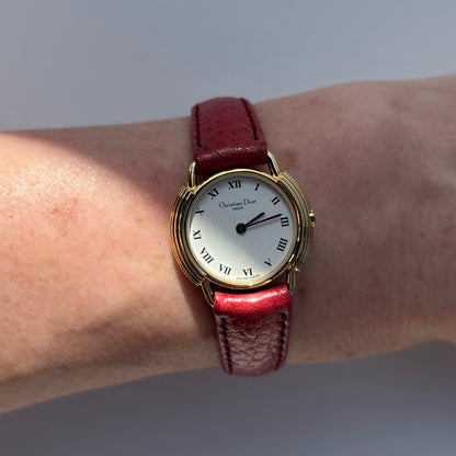 Dior 1990s CD Logo Round Dial Gold Plated Watch